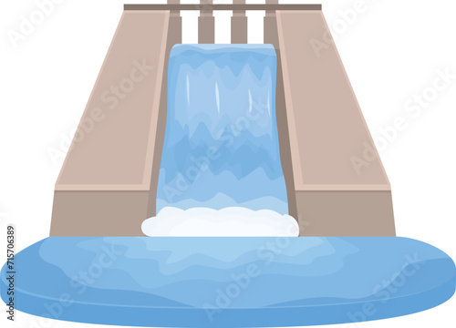River hydro power icon cartoon vector. Factory city generator. Electric wall