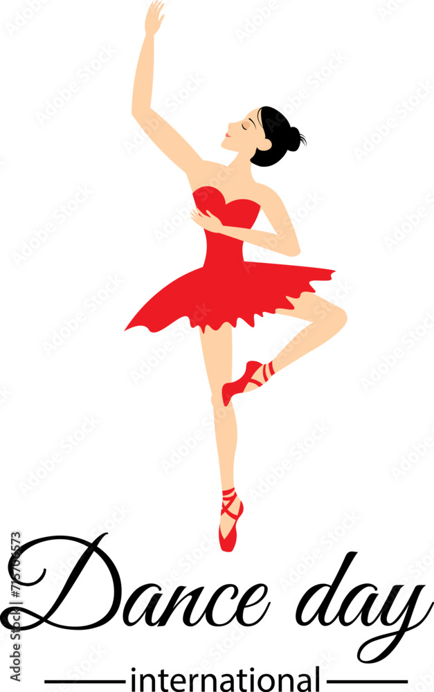 Naklejka premium International Dance Day. Ballerina dancing on a white background.