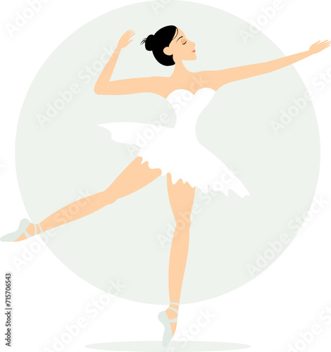 Ballerina dancing in pointe shoes. A cute ballerina performs on stage. Beauty of classical ballet.