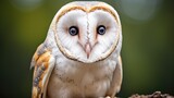 Close-Up of a Wild Barn Owl, Isolated on White Background. Tyto Albahead in Detailed Wildlife