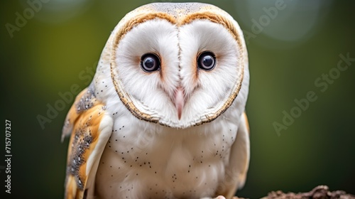 Close-Up of a Wild Barn Owl, Isolated on White Background. Tyto Albahead in Detailed Wildlife © Serhii