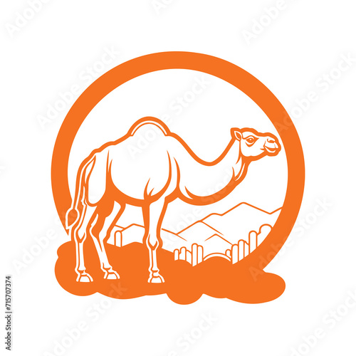 Orange Camel Emblem Illustration