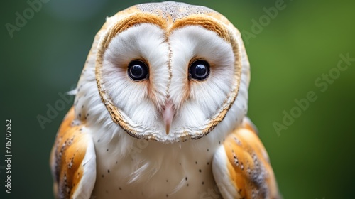 Close up of a Wild Common Barn Owl (Tyto Albahead) on Isolated White Background. Perfect for Nature © Serhii