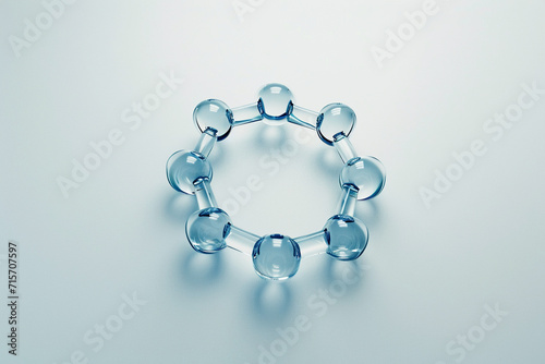 A lone, simplified benzene ring against a pristine white backdrop photo