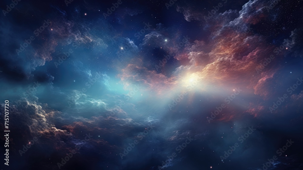 Deep Space Landscape with Stunning Star Clusters and Nebulae. Science Fiction Style Universe