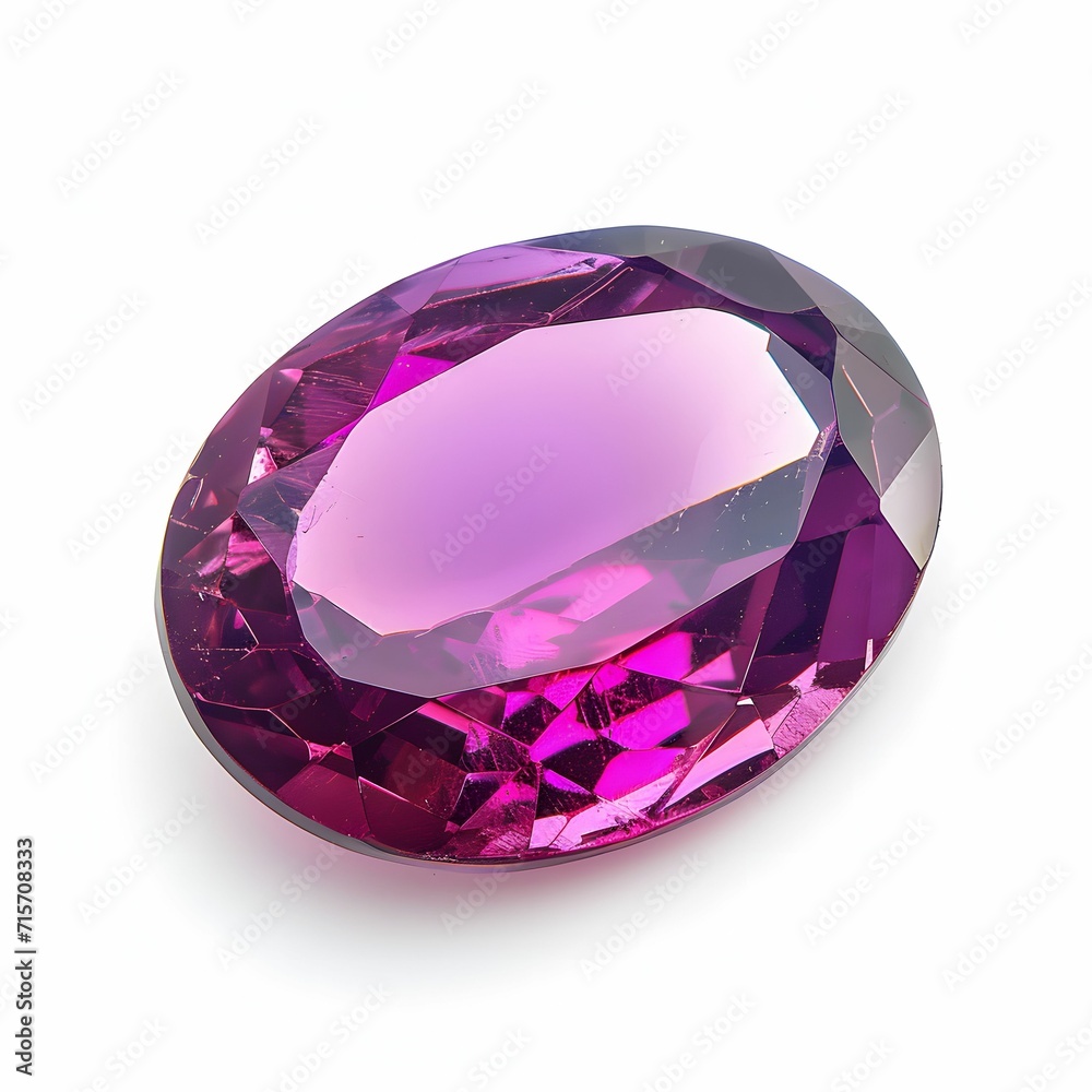 Enigmatic Elegance - Oval Purple Faceted Gemstone Isolated on White, in the Style of Dark Pink and Light Crimson Enigmatic Elegance - Oval Purple Faceted Gemstone Isolated on White, in the Style of Dark Pink and Light Crimson