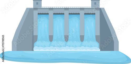 City factory hydro power icon cartoon vector. Factory info. Producer energy