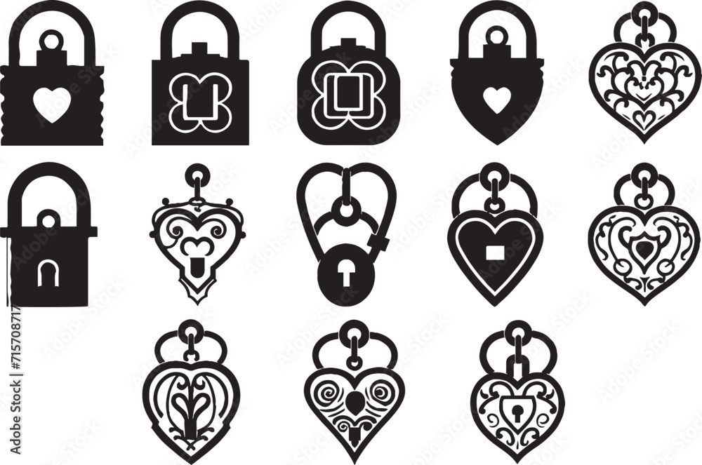 Locks Shape Silhouette Vector Locks Shape Silhouette Vector