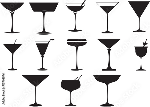 Cocktail Glasses Shape Silhouette Vector