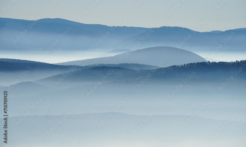 Obraz premium Nature's Embrace: Exploring the Tranquil Beauty of Lower Austria's Hohe Wand, A Hiking Adventure with Misty Mornings, Alpine Grandeur, and the Allure of Niederösterreich's Breathtaking Scenery.