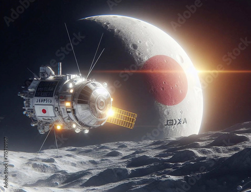 Chandrayaan Moon Sniper successful landing on the moon with Japan flag AI generated photo