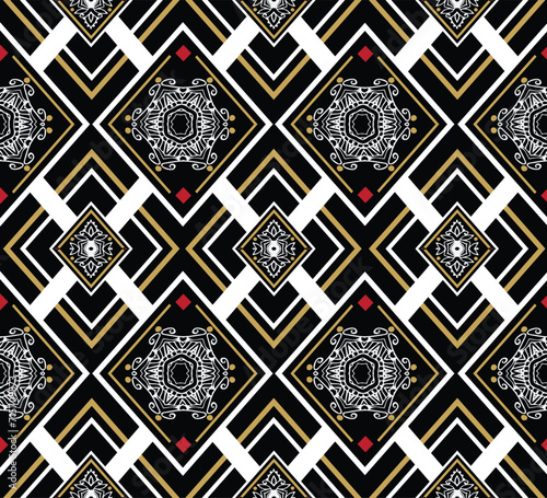 Ethnic ikat fabric concept. Geometric ethnic pattern. Design for background,carpet,wallpaper,clothing,wrapping,batik,fabric,vector illustration.embroidery style.