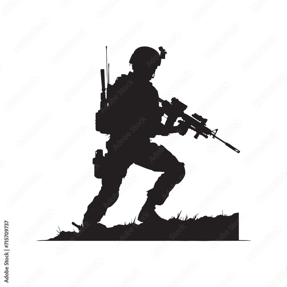 Tactical Grace: Army Soldier Silhouettes Executing Military Strategies with Elegance and Precision - Military Illustration - Military Vector
Tactical Grace: Army Soldier Silhouettes Executing Military Strategies with Elegance and Precision - Military Illustration - Military Vector