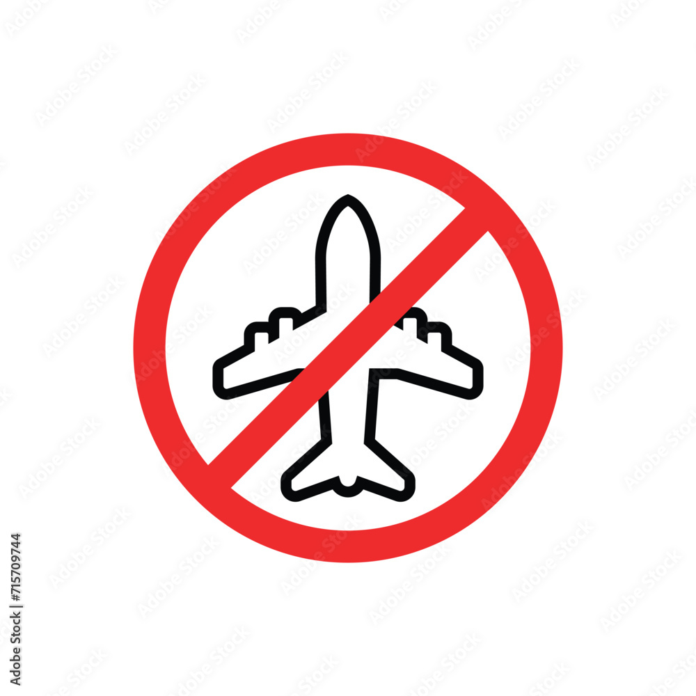 flight cancellation or prohibition icon. flat outline style trend modern minimal logo graphic art design element isolated on white background. concept of force majeure or travel agency or lost trip flight cancellation or prohibition icon. flat outline style trend modern minimal logo graphic art design element isolated on white background. concept of force majeure or travel agency or lost trip