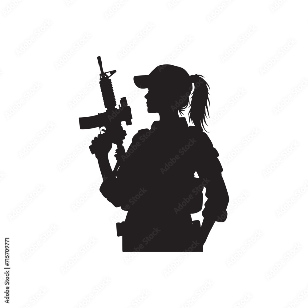 Precision Warriors: Army Soldier Silhouette Set Displaying the Precision and Disciplined Movements - Military Illustration - Military Vector
