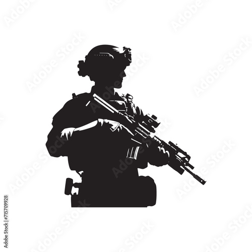 Symphony of Service: Army Soldier Silhouettes Creating a Harmonious Symphony of Military Dedication - Military Illustration - Military Vector 