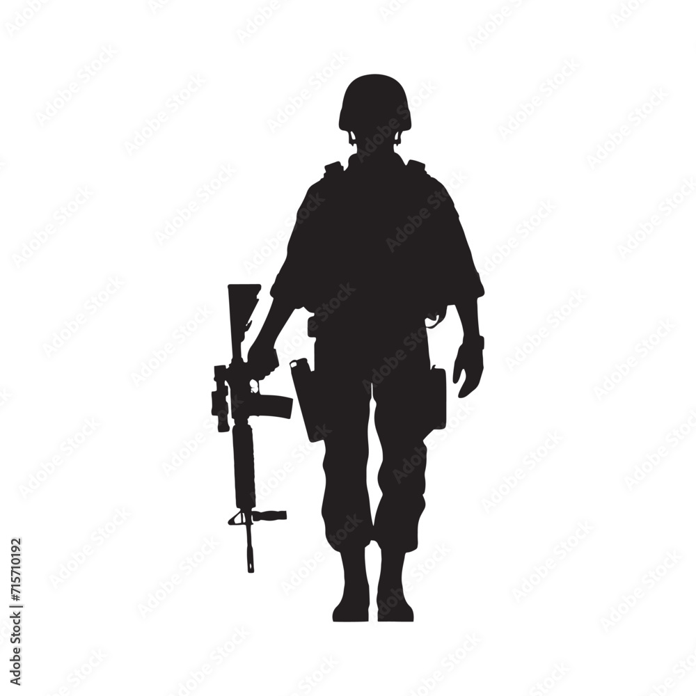 Stealth Guardians: Army Soldier Silhouettes in Stealth Mode, Masters of Infiltration - Military Illustration - Military Vector
