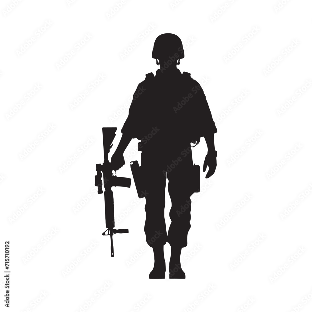 Obraz premium Stealth Guardians: Army Soldier Silhouettes in Stealth Mode, Masters of Infiltration - Military Illustration - Military Vector 