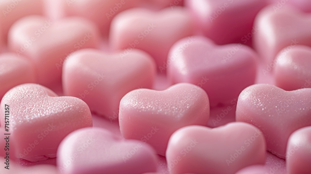 Monochromatic Pink Hearts - Soft Matte Finish Creating Depth, Valentine's Day Concept