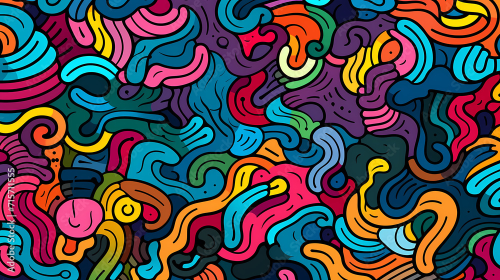 Funny doodle seamless pattern, artistic background