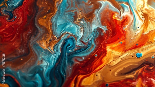 Colorful abstract liquid marble texture, fluid art. Very nice abstract brown red design swirl background.