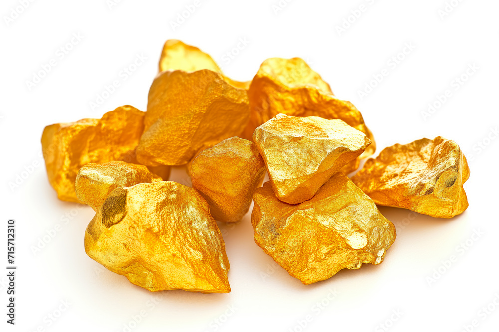 Golden Nuggets Isolated on White Background Golden Nuggets Isolated on White Background