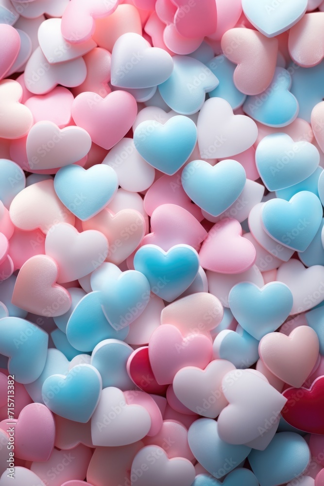 Soft Pastel Hearts Array - Creamy Matte Finish Creating Gentle Ambiance, Valentine's Day Concept