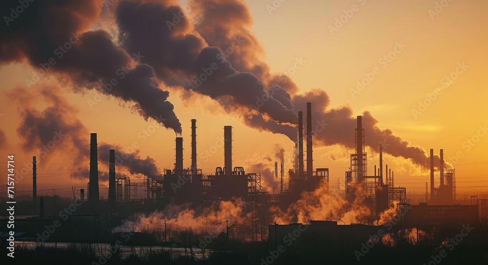 Toxic Fumes: Industrial Chimneys Emitting Pollutants into the Atmosphere