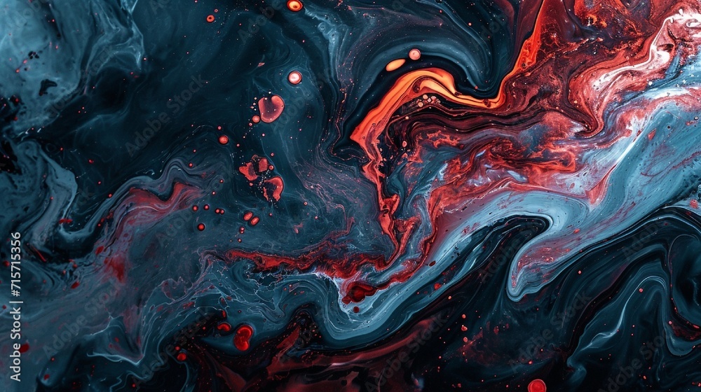 Obraz premium Colorful abstract liquid marble texture, fluid art. Very nice abstract navy red design swirl background.