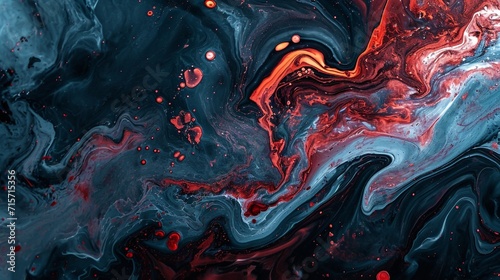 Colorful abstract liquid marble texture, fluid art. Very nice abstract navy red design swirl background.
