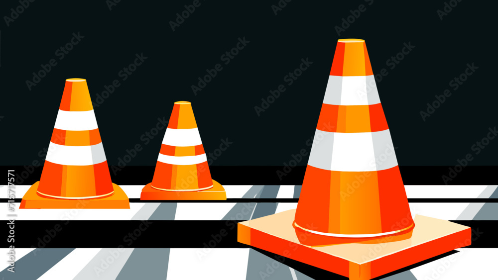 Construction cones directing traffic. vektor illustation Construction cones directing traffic. vektor illustation