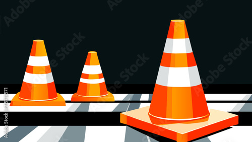 Construction cones directing traffic. vektor illustation
