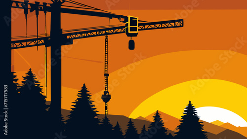 A crane operator high above the ground. vektor illustation
