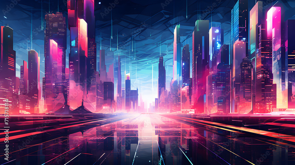 abstract neon city background