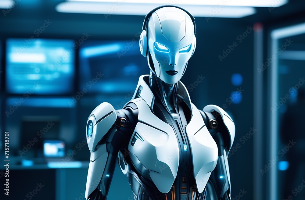 Cyborg Robot At Work,Evil Eyes,White Robot,Cyborg Woman At Work,Cybrnetic Style
