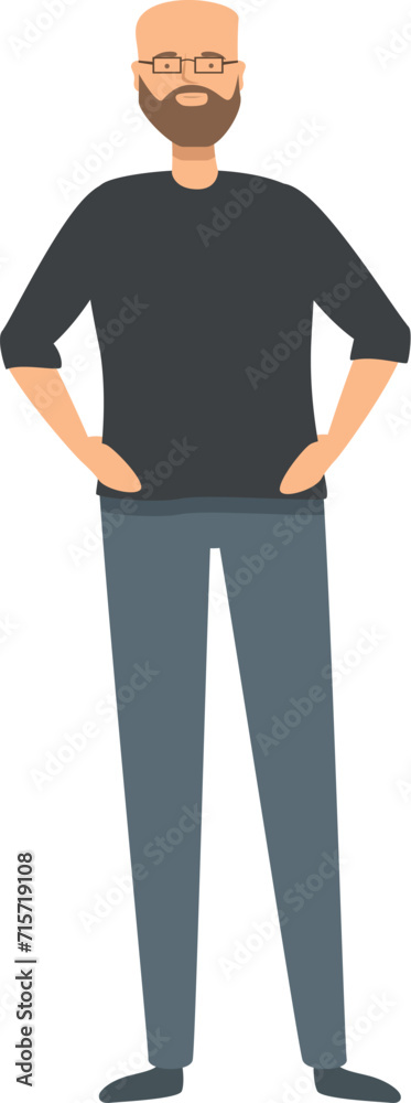 Bald guide man icon cartoon vector. Eye street. Service people care Bald guide man icon cartoon vector. Eye street. Service people care