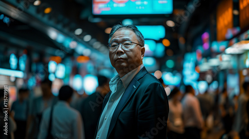 asian senior businessman in stock market