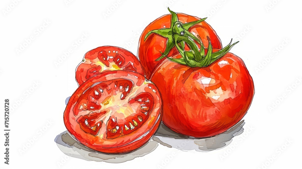ripe juicy red tomato whole and its half ripe juicy red tomato whole and its half