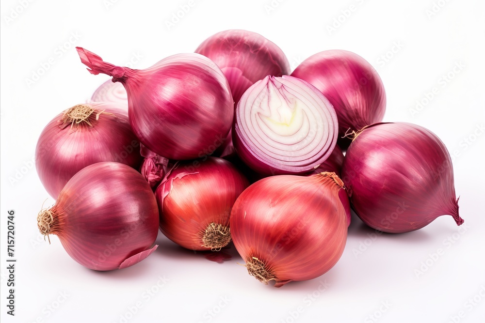 Organic onions isolated on white background for culinary ingredient or cooking concept