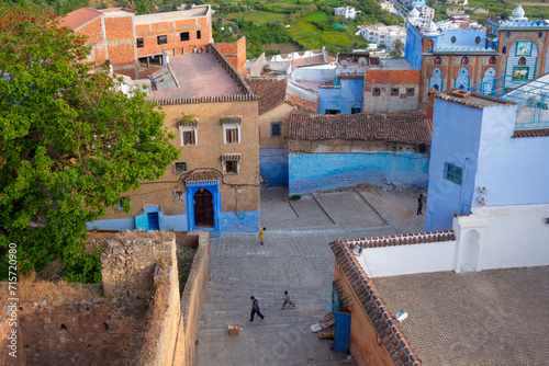 Chefchaouen cityscape , A view of the blue city of Chefchaouen in the Rif mountains, Morocco