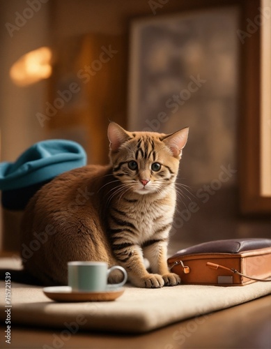 cat in a cafe