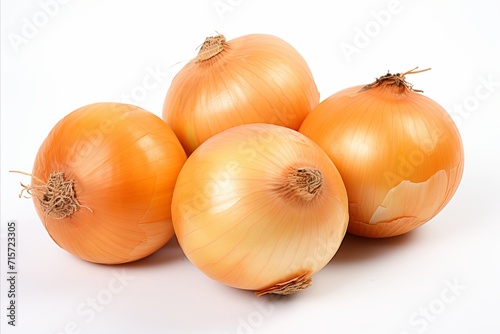 Fresh organic onions with green leaves on white background   healthy and natural vegetable concept