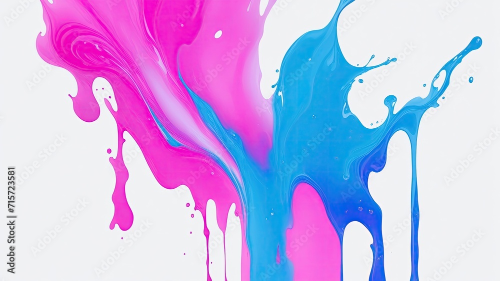 Naklejka premium Liquid Pink and Blue splash Color drip on white abstract background