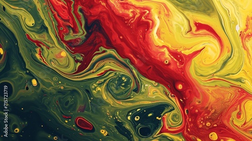 Colorful abstract liquid marble texture, fluid art. Very nice abstract lime red design swirl background.