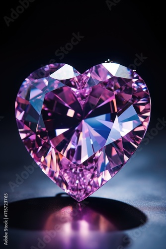 Radiant Heart-Shaped Gemstone: Brilliant Pinks and Purples in a Void - Valentine's Day Concept