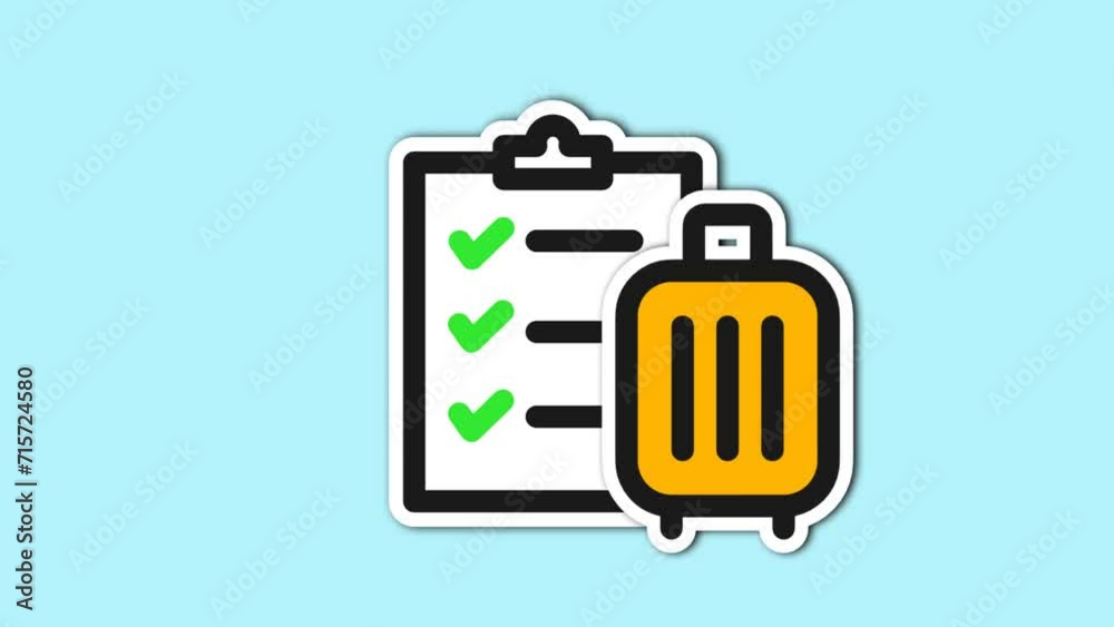 Animated Check List Suitcase Traveling Background with Copy Space Area Animated Check List Suitcase Traveling Background with Copy Space Area