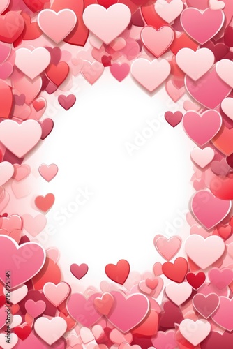 Valentine's Assorted Heart Frame: Red and Pink Hearts on Monochromatic Background - Valentine's Day Concept © Ivy