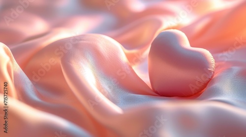 Velvety Romance  Matte Pink Heart on Gradient Fabric - Valentine s Day Concept