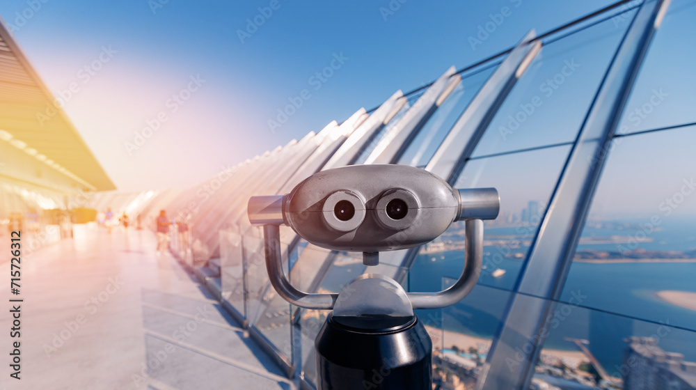 Binoculars for city viewing skyview, Observation deck in marina island