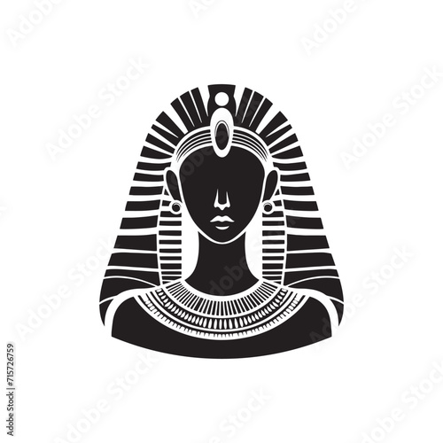 Ephemeral Empress: Egyptian Lady Illustration Capturing the Ephemeral Essence of Cleopatra Silhouette - Egyptian Lady Vector
